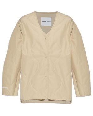 Samsøe & Samsøe Quilted Long-Sleeved Casual Jacket - Natural