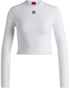 BOSS Long Sleeved Logo T-Shirt - White