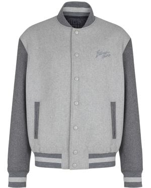 Balmain Logo Embroidered Varsity Jacket - Grey