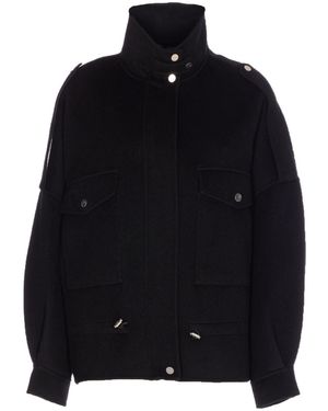 Pinko High-Neck Drawstring Hem Jacket - Black