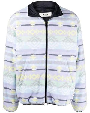 MSGM Abstract Pattern Printed Jacket - Blue