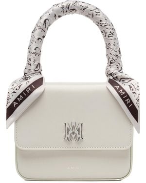 Amiri Bandana Scarf Logo Plaque Mini Tote Bag - White