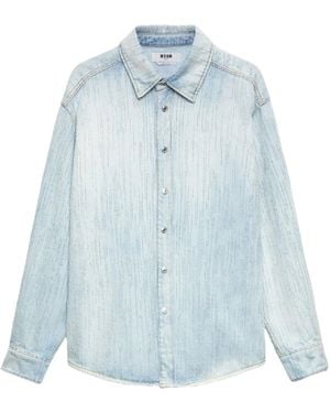 MSGM Washed-Denim Button-Up Overshirt - Blue