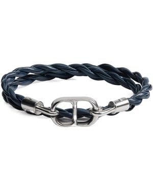 Dior Cd Icon Woven Leather Double Bracelet - Blue