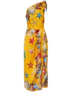 Dolce & Gabbana Capri Printed Silk-Blend Midi Dress - Metallic