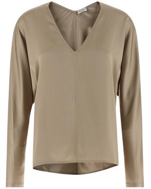 Brunello Cucinelli Silk Blouse - Natural