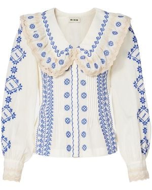 RIXO London Embroidered Long-Sleeve Shirt - Blue