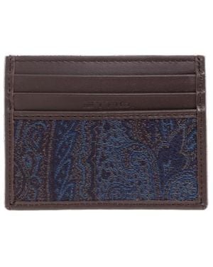 Etro Essential Jacquard Card Holder - Blue
