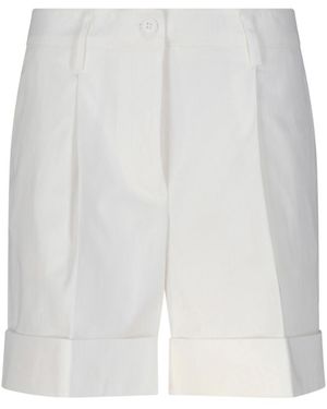 P.A.R.O.S.H. Turn-Up Hem Cotton Shorts - White