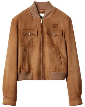 Miu Miu Long-Sleeved Zipped Jacket - Brown