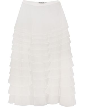 Dior Christian Mid-Length Ruffled Skirt - White