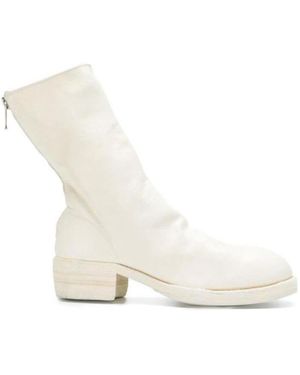 Guidi Logo Back-Zip Boots - White