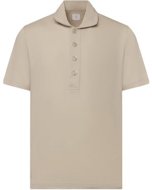 Eleventy Button-Detailed Short Sleeved Polo Shirt - Natural