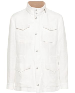Eleventy Linen Field Jacket - White