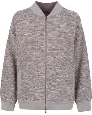 D.exterior Textured Zip Bomber Jacket - Gray