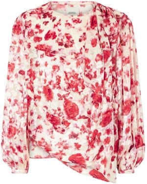 Isabel Marant Firma Floral Print Chiffon Shirt - Red