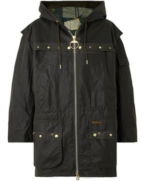 Barbour Aberford Hooded Waxed-Cotton Jacket - Black