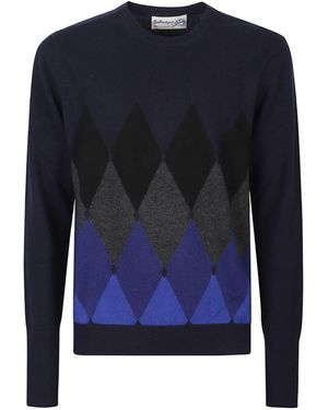 Ballantyne Graphic-Printed Crewneck Sweater - Blue
