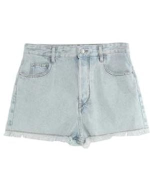 Isabel Marant Wide-Leg Shorts With Frayed Raw Hem - Blue