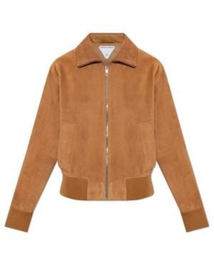 Bottega Veneta Zipped Leather Jacket - Brown