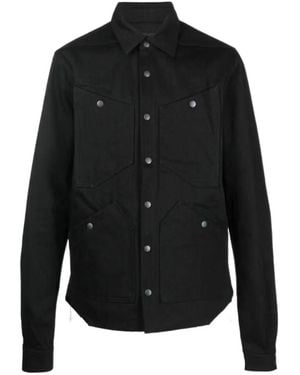 Rick Owens Patch Pocket Cotton Shirt Jacket - Black