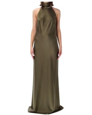 Ralph Lauren Sleeveless, High-Neck Formal Dress - Green