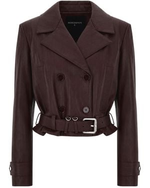 Patrizia Pepe Belted Double-Breasted Jacket - Brown