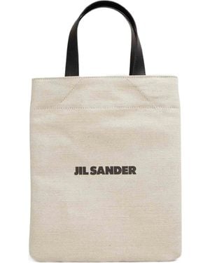 Jil Sander Logo Top Handle Tote Bag - Natural