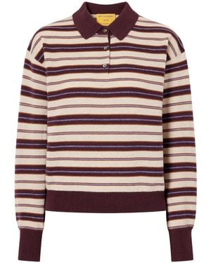 Guest In Residence Striped Cashmere Polo Jumper - Brown