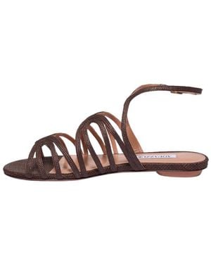 Aquazzura Flat Raffia Sandals - Brown