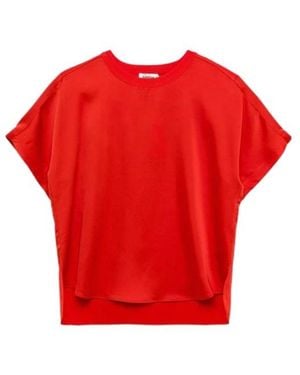 Jonathan Simkhai Addy Knit-Panel T-Shirt - Red