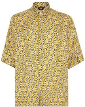 Fendi Ff Labyrinth Silk Shirt - Yellow