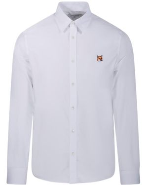 Maison Kitsuné Maison Kitsuné Fox Head Patch Long-Sleeved Shirt - White