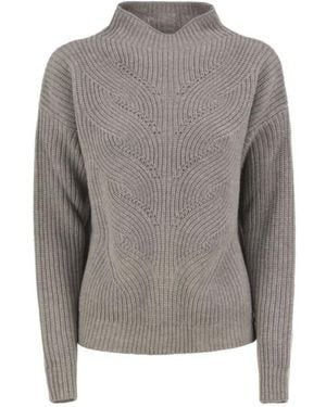 Herno Textured Mock-Neck Knitted Sweater - Gray