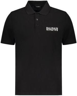 Balmain Logo Short-Sleeve Polo Shirt - Black