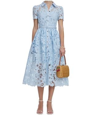 Self-Portrait Lace Collared Midi Dress - Blue