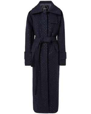 Pinko Rhinestone-Embellished Belted Coat - Blue