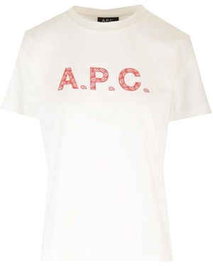 A.P.C. Logo Printed Crewneck T-Shirt - White
