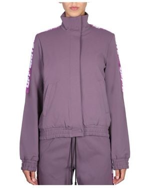 Off-White c/o Virgil Abloh Logo Detailed High-Neck Zipped Sweatshirt - Purple