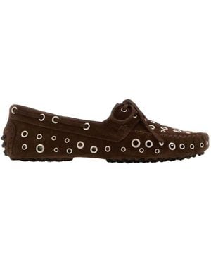 GIMAGUAS Eyelet Car Flat Shoes - Brown