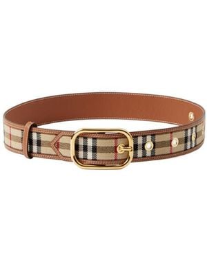 Burberry Checked Pattern Buckle Belt - Brown