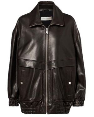 Nour Hammour Beck Leather Bomber Jacket - Black