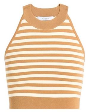 Max Mara Striped Knit Sleeveless Top - Natural
