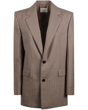 Saint Laurent Long-Sleeved Suit Jacket - Brown