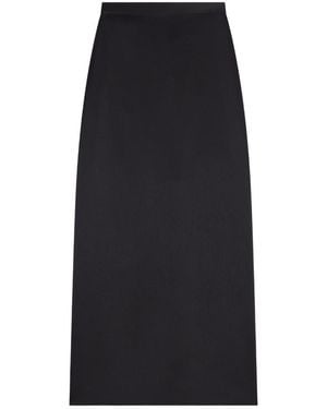 Lanvin Satin Straight Hem Midi Skirt - Black