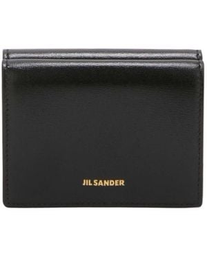 Jil Sander Logo Detailed Tri-Fold Wallet - Black