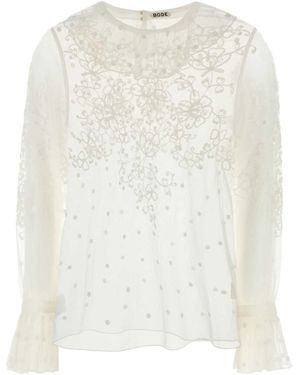 Bode Middlemist Embroidered Top - White