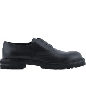 Giorgio Armani Logo Embossed Lace-Up Shoes - Black