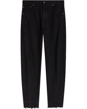 Phoebe Philo Fringed Edge Straight-Leg Jeans - Black