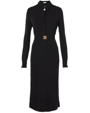 Tory Burch Belted Jersey Shirtdress - Black